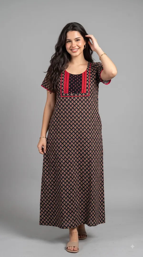 Evolove_Women's__Black_Embroidered_Nighty_|_Soft_Full_Length_Printed_Night_Gown_with_Embroidered_Yoke_|_Soft_Comfortable_Sleepwear_&_Home_Wear