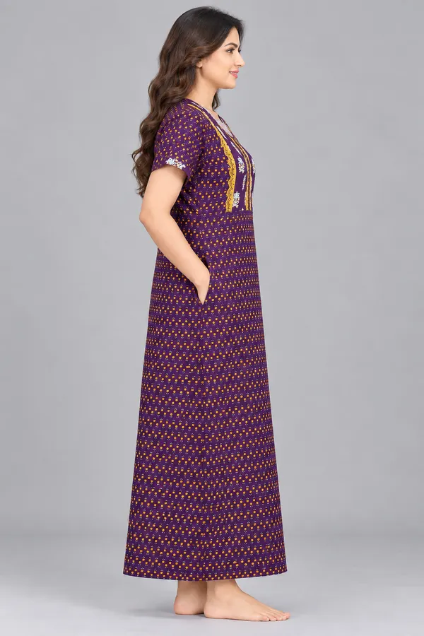 Evolove_X_Baghban_100%_Pure_Cotton_For_Comfort_|_Button_down_style_with_Lace_|_Heritage_Floral_Print_Soft_&_Comfortable_Nightgown_For_Women_|_Cotton_Maxi_Nighty_&_Everyday_Sleepwear