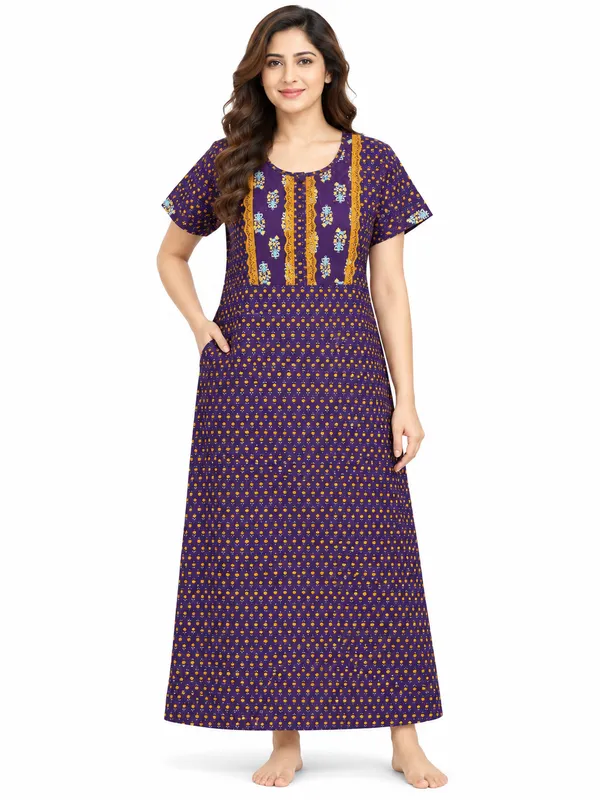 Evolove_X_Baghban_100%_Pure_Cotton_For_Comfort_|_Button_down_style_with_Lace_|_Heritage_Floral_Print_Soft_&_Comfortable_Nightgown_For_Women_|_Cotton_Maxi_Nighty_&_Everyday_Sleepwear