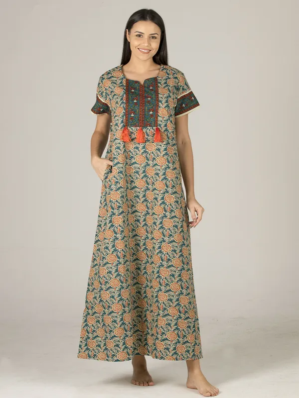 Evolove_Cotton_Nighty_Maxi_for_Women_with_Side_Pocket_|_Printed_Full_Length_Night_Wear_Gown_Short_Sleeves