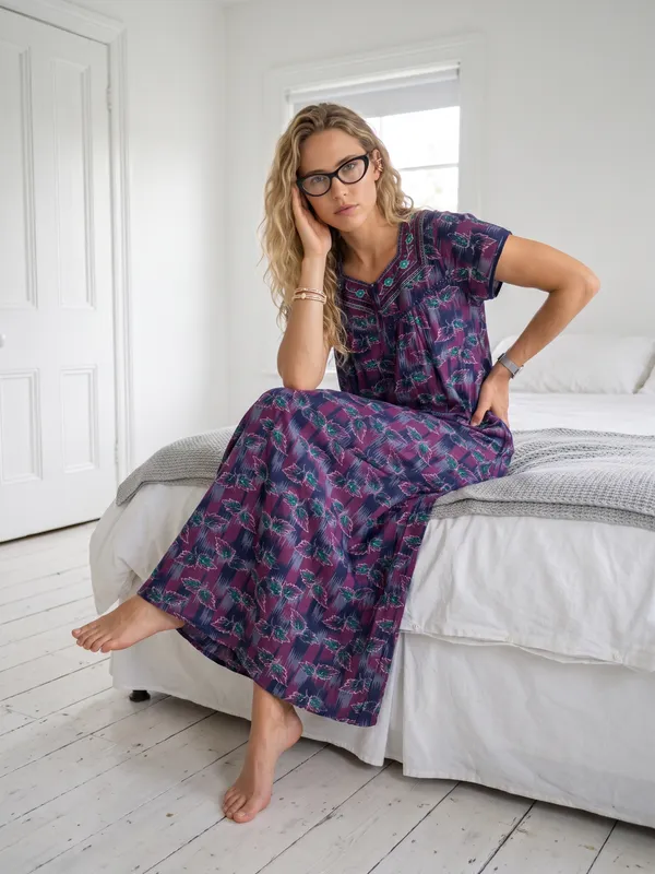 Evolove_Alpine_Nighty_Maxi_For_Women_With_Side_Pocket_|_Round_Neck_Printed_Short_Sleeves_Full_Length_Night_Wear_Gown_Dark_Purple_X-Large