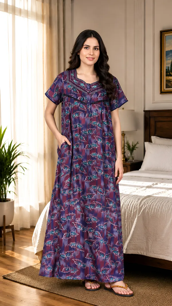 Evolove_Alpine_Nighty_Maxi_For_Women_With_Side_Pocket_|_Round_Neck_Printed_Short_Sleeves_Full_Length_Night_Wear_Gown_Dark_Purple_X-Large