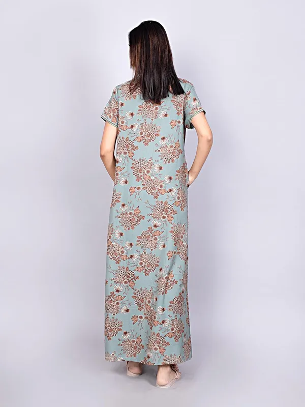 Pine_Green_Alpine_Fabric_Nighty_Maxi_For_Women_With_Side_Pocket_And_Neckline_Embroidery_|_Printed_Short_Sleeves_Full_Length_Night_Wear_Gown