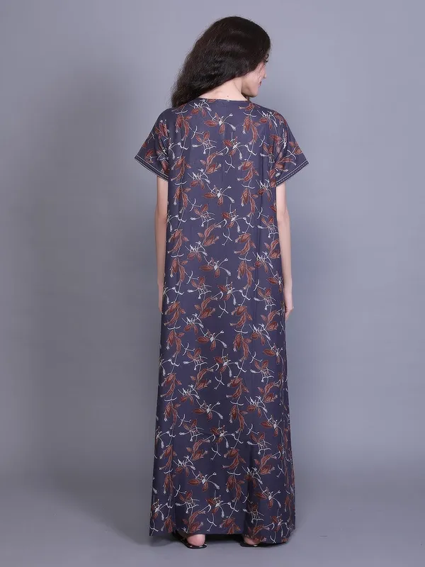 Evolove_Alpine_Fabric_Nighty_Maxi_For_Women_With_Side_Pocket_And_Neckline_Embroidery_|_Printed_Short_Sleeves_Full_Length_Night_Wear_Gown_Dark_Teal_Xx-Large