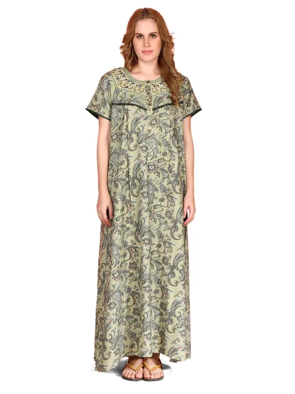 Evolove_Alpine_Nighty_Maxi_For_Women_With_Side_Pocket_|_Round_Neck_Printed_Short_Sleeves_Full_Length_Night_Wear_Gown_Green_X-Large