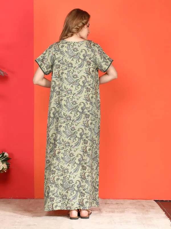Evolove_Alpine_Nighty_Maxi_For_Women_With_Side_Pocket_|_Round_Neck_Printed_Short_Sleeves_Full_Length_Night_Wear_Gown_Green_X-Large