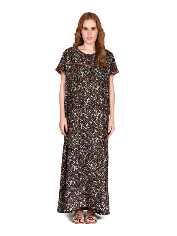Evolove_Alpine_Nighty_Maxi_For_Women_With_One_Side_Pocket_|_Round_Neck_Printed_Short_Sleeves_Full_Length_Night_Wear_Gown_Midnight_Black_X-Large