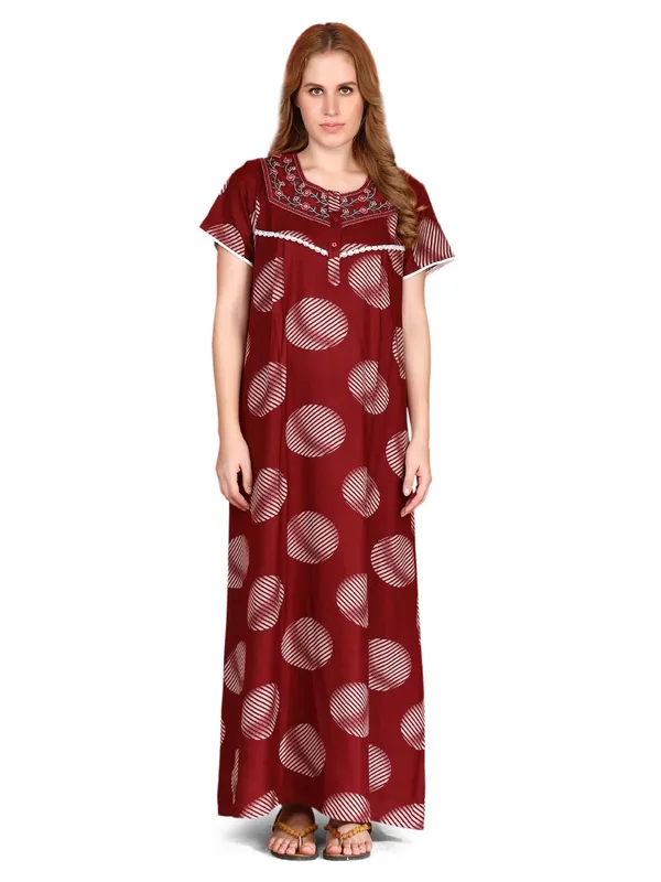 Evolove_Alpine_Nighty_Maxi_For_Women_With_Side_Pocket_|_Round_Neck_Printed_Short_Sleeves_Full_Length_Night_Wear_Gown_Red_X-Large