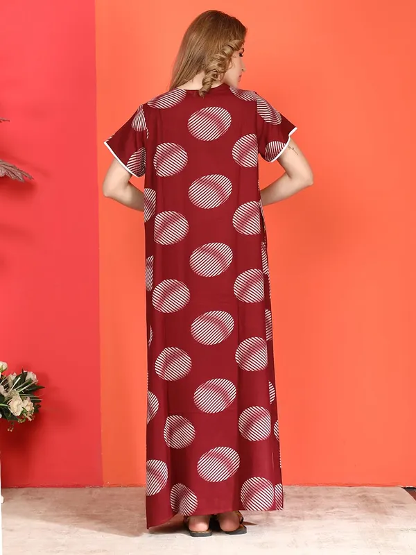 Evolove_Alpine_Nighty_Maxi_For_Women_With_Side_Pocket_|_Round_Neck_Printed_Short_Sleeves_Full_Length_Night_Wear_Gown_Red_X-Large