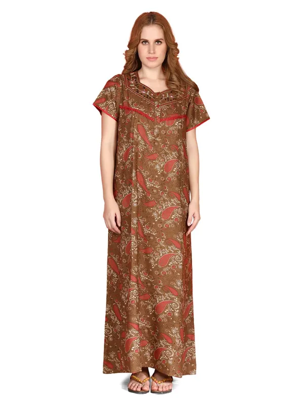 Evolove_Alpine_Nighty_Maxi_For_Women_With_Side_Pocket_|_Round_Neck_Printed_Short_Sleeves_Full_Length_Night_Wear_Gown_Dark_Beige_X-Large