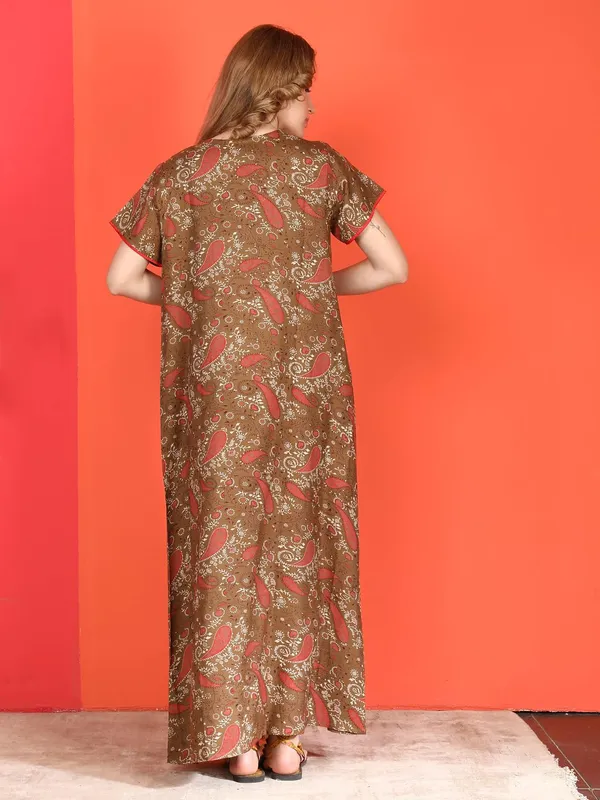 Evolove_Alpine_Nighty_Maxi_For_Women_With_Side_Pocket_|_Round_Neck_Printed_Short_Sleeves_Full_Length_Night_Wear_Gown_Dark_Beige_X-Large