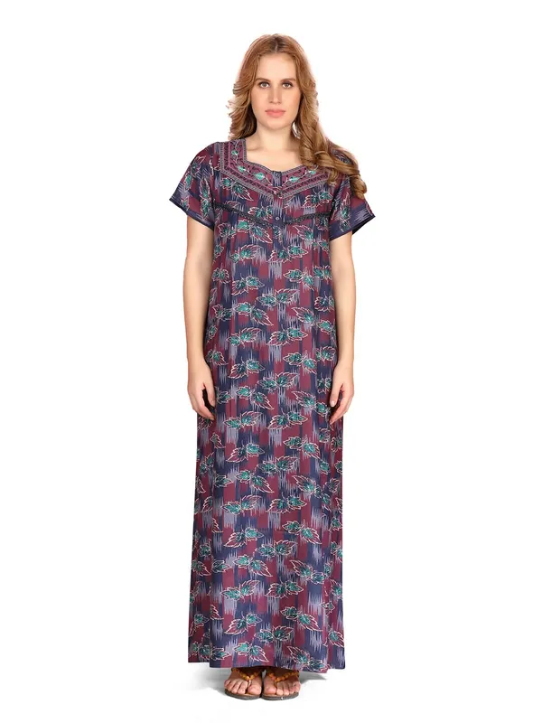 Evolove_Alpine_Nighty_Maxi_For_Women_With_Side_Pocket_|_Round_Neck_Printed_Short_Sleeves_Full_Length_Night_Wear_Gown_Dark_Purple_X-Large