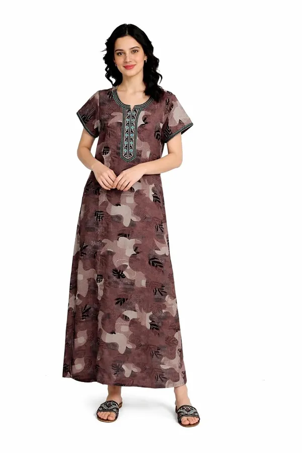 Evolove_Alpine_Fabric_Nighty_Maxi_for_Women_with_Side_Pocket_and_Neckline_Embroidery_|_Printed_Short_Sleeves_Full_Length_Night_Wear_Gown