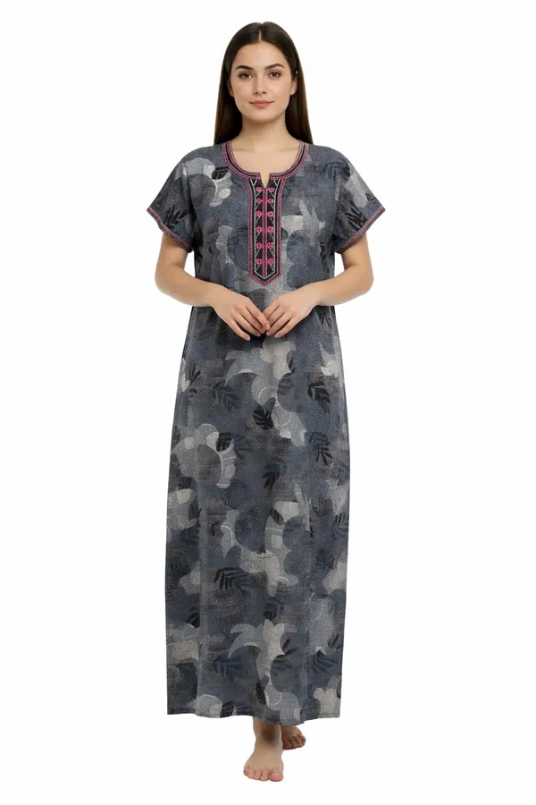 Evolove_Alpine_Fabric_Nighty_Maxi_for_Women_with_Side_Pocket_and_Neckline_Embroidery_|_Printed_Short_Sleeves_Full_Length_Night_Wear_Gown