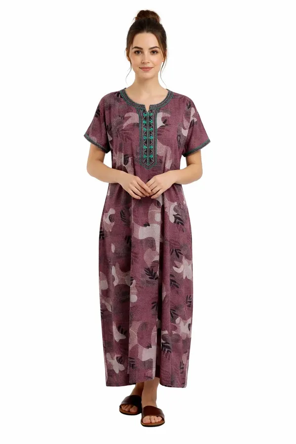 Evolove_Alpine_Fabric_Nighty_Maxi_for_Women_with_Side_Pocket_and_Neckline_Embroidery_|_Printed_Short_Sleeves_Full_Length_Night_Wear_Gown