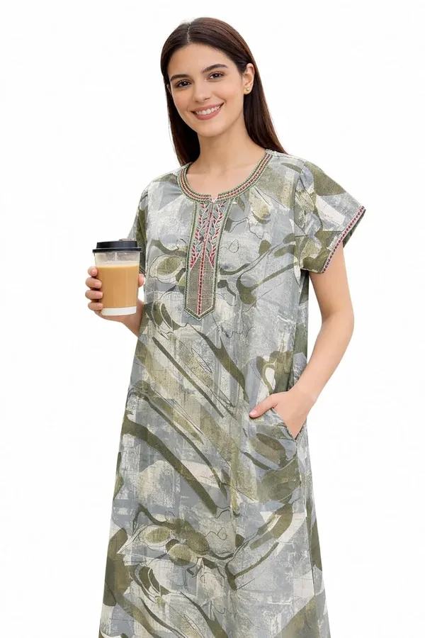 Evolove_Alpine_Fabric_Nighty_Maxi_for_Women_with_Side_Pocket_and_Neckline_Embroidery_|_Printed_Short_Sleeves_Full_Length_Night_Wear_Gown