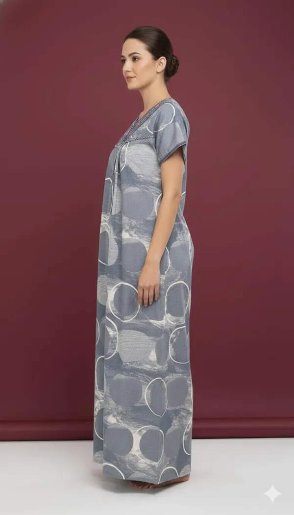 Evolove_Alpine_Fabric_Nighty_Maxi_for_Women_with_Side_Pocket_and_Neckline_Embroidery_|_Printed_Short_Sleeves_Full_Length_Night_Wear_Gown