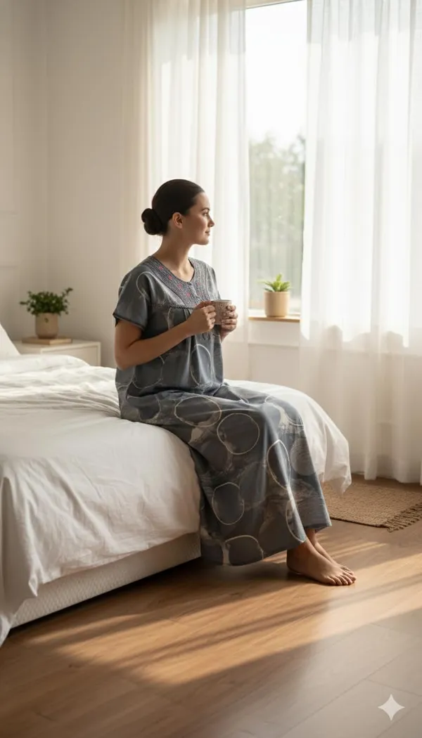 Evolove_Alpine_Fabric_Nighty_Maxi_for_Women_with_Side_Pocket_and_Neckline_Embroidery_|_Printed_Short_Sleeves_Full_Length_Night_Wear_Gown