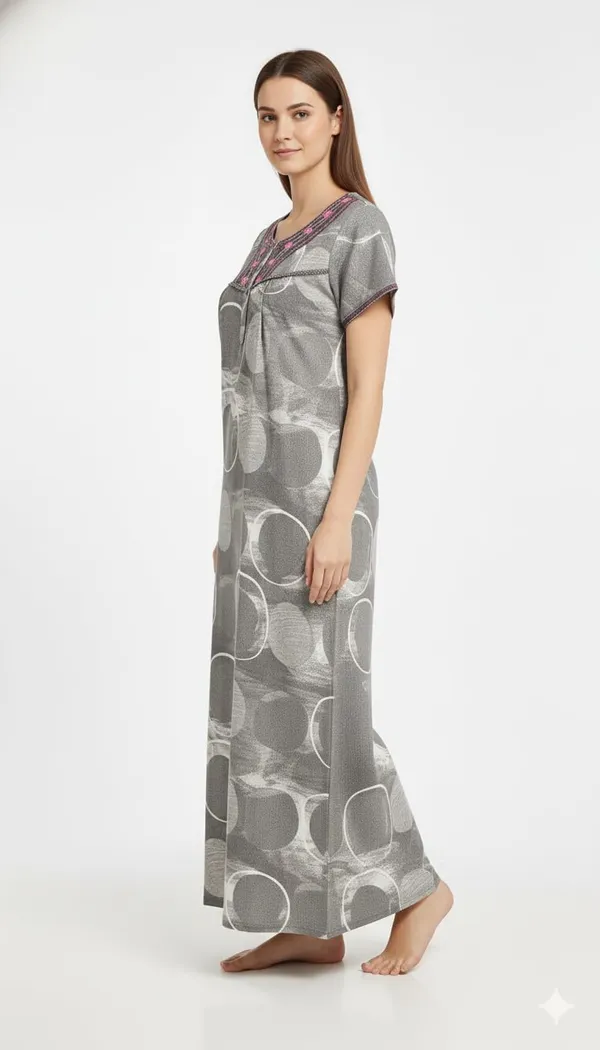 Evolove_Alpine_Fabric_Nighty_Maxi_for_Women_with_Side_Pocket_and_Neckline_Embroidery_|_Printed_Short_Sleeves_Full_Length_Night_Wear_Gown