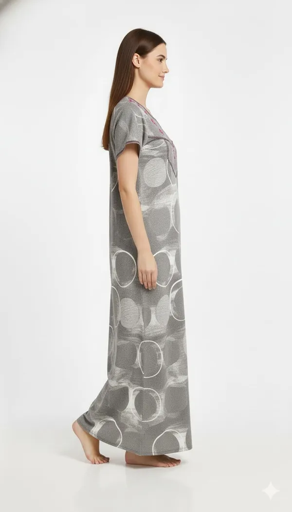 Evolove_Alpine_Fabric_Nighty_Maxi_for_Women_with_Side_Pocket_and_Neckline_Embroidery_|_Printed_Short_Sleeves_Full_Length_Night_Wear_Gown