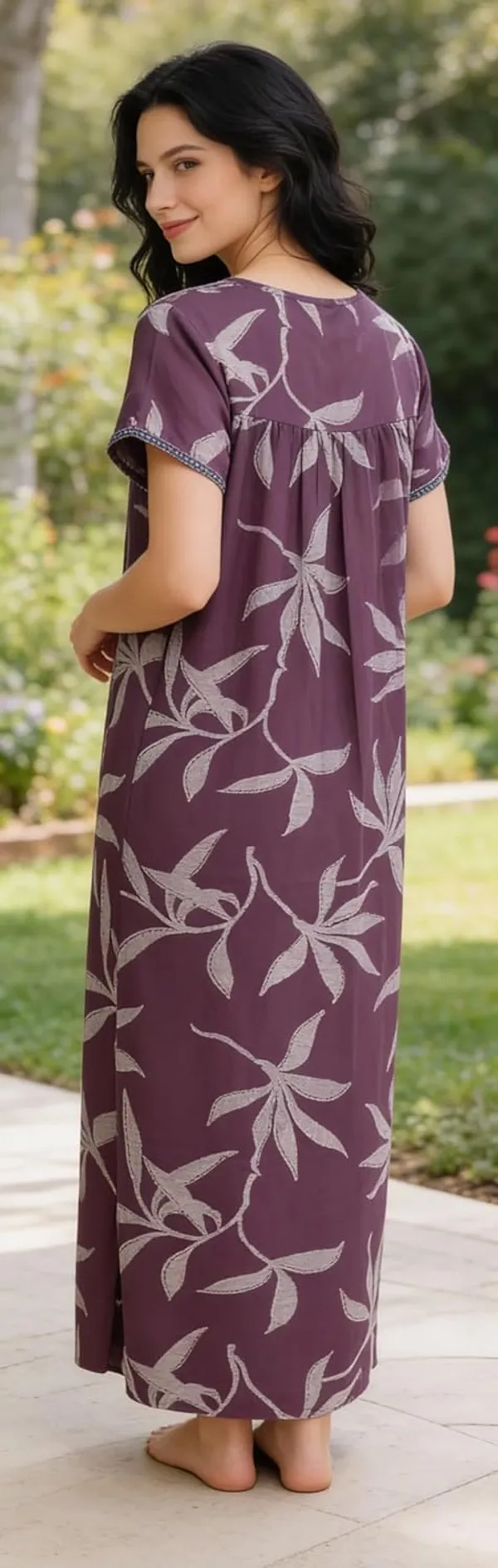 Evolove_Alpine_Fabric_Nighty_Maxi_for_Women_with_Side_Pocket_and_Neckline_Embroidery_|_Printed_Short_Sleeves_Full_Length_Night_Wear_Gown