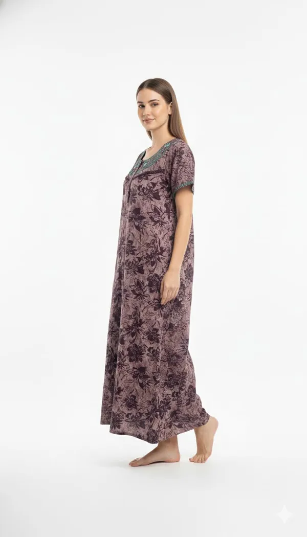 Evolove_Alpine_Fabric_Nighty_Maxi_for_Women_with_Side_Pocket_and_Neckline_Embroidery_|_Printed_Short_Sleeves_Full_Length_Night_Wear_Gown