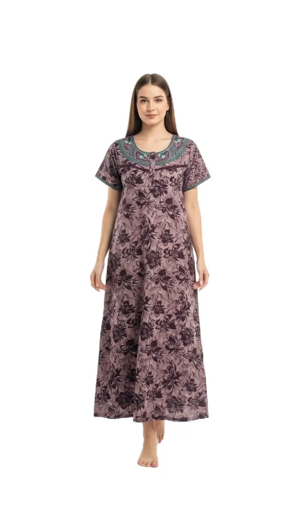 Evolove_Alpine_Fabric_Nighty_Maxi_for_Women_with_Side_Pocket_and_Neckline_Embroidery_|_Printed_Short_Sleeves_Full_Length_Night_Wear_Gown