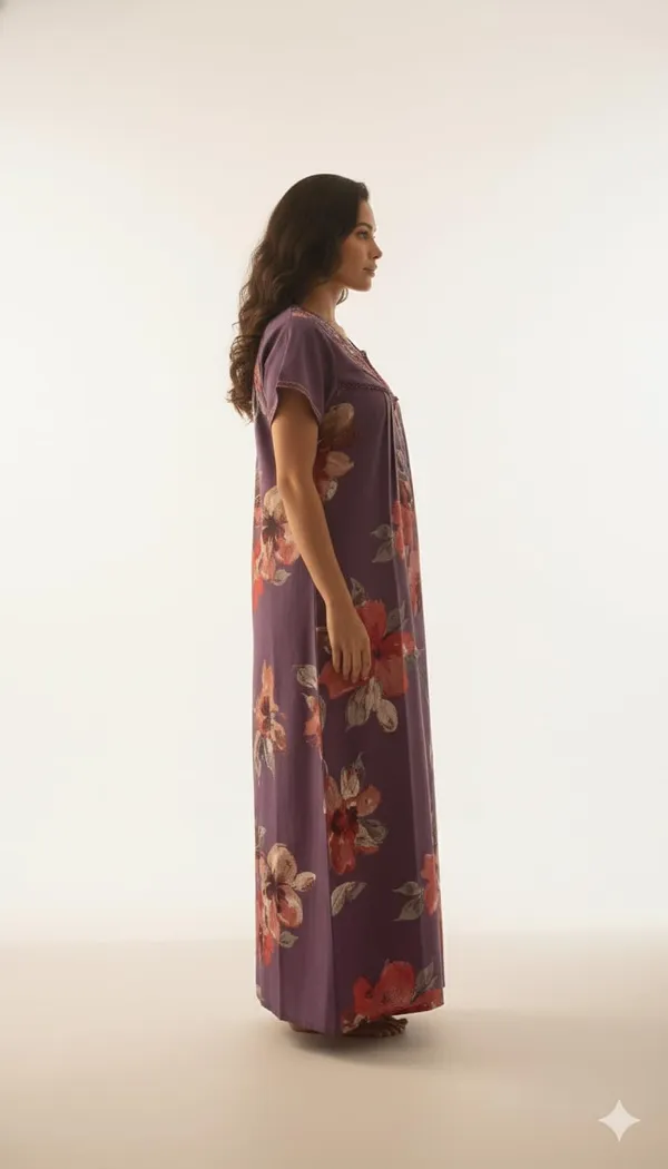 Evolove_Alpine_Fabric_Nighty_Maxi_for_Women_with_Side_Pocket_and_Neckline_Embroidery_|_Printed_Short_Sleeves_Full_Length_Night_Wear_Gown