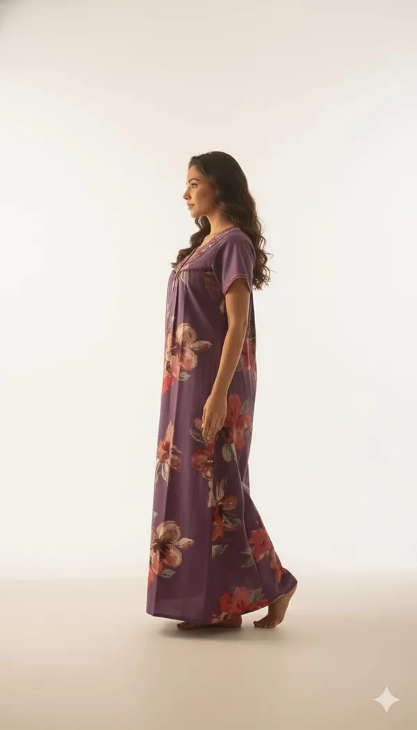 Evolove_Alpine_Fabric_Nighty_Maxi_for_Women_with_Side_Pocket_and_Neckline_Embroidery_|_Printed_Short_Sleeves_Full_Length_Night_Wear_Gown