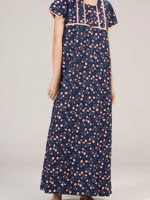 Evolove_Women's_Peach_Floral_Printed_Cotton_Button_Down_Long_Nighty_|_Soft_Breathable_Printed_Full_Length_Night_Gown_with_Lace_Yoke_&_Lace_Sleeves_|_Premium_Sleepwear_&_Home_Wear_