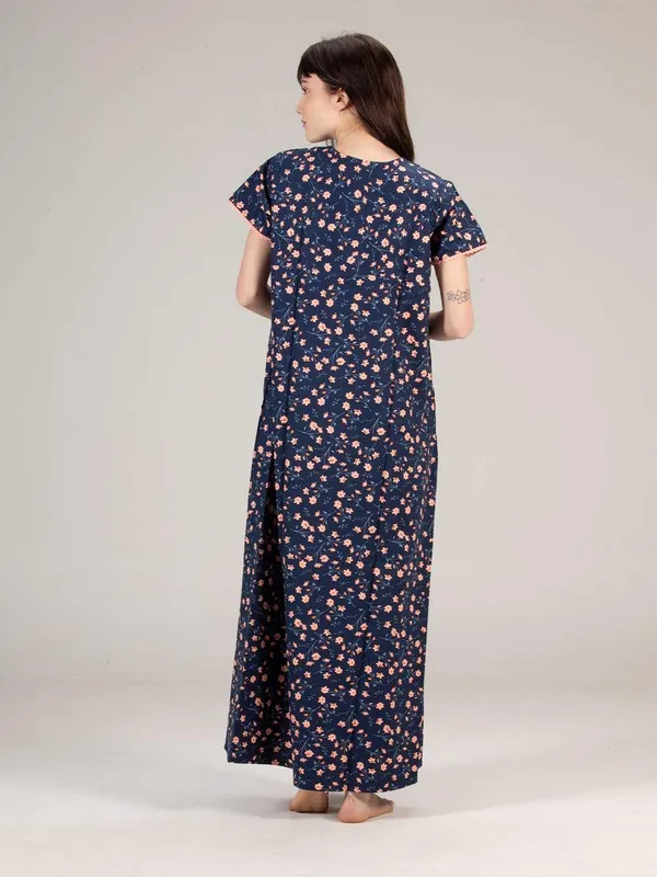 Evolove_Women's_Peach_Floral_Printed_Cotton_Button_Down_Long_Nighty_|_Soft_Breathable_Printed_Full_Length_Night_Gown_with_Lace_Yoke_&_Lace_Sleeves_|_Premium_Sleepwear_&_Home_Wear_