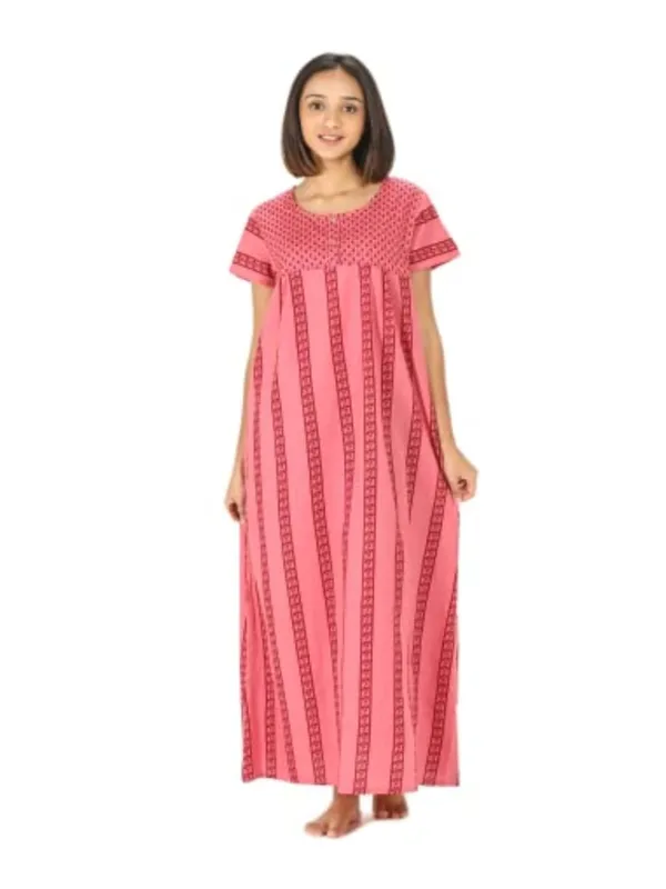 Pink_&_Red_Cotton_Long_Maxi_Night_Gown_&_Stylish_Button