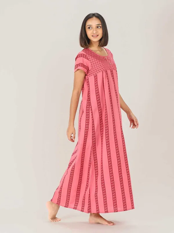 Pink_&_Red_Cotton_Long_Maxi_Night_Gown_&_Stylish_Button