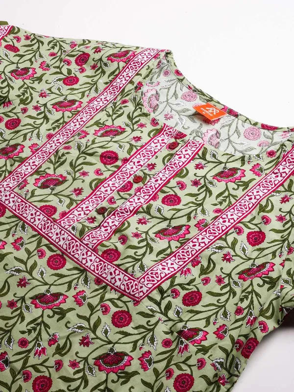 Forest_Green_Cotton_Long_Maxi_Night_Gown_&_Stylish_Button