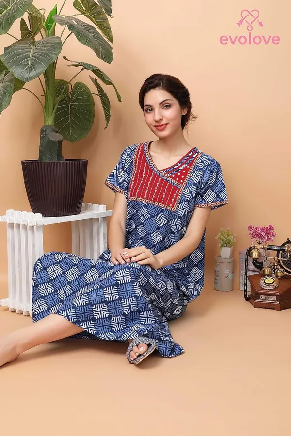 Evolove_Women's_Blue_Cotton_Embroidered_Nighty_|_Soft_Full_Length_Printed_Night_Gown_with_Embroidered_Yoke_|_Soft_Comfortable_Sleepwear_&_Home_Wear