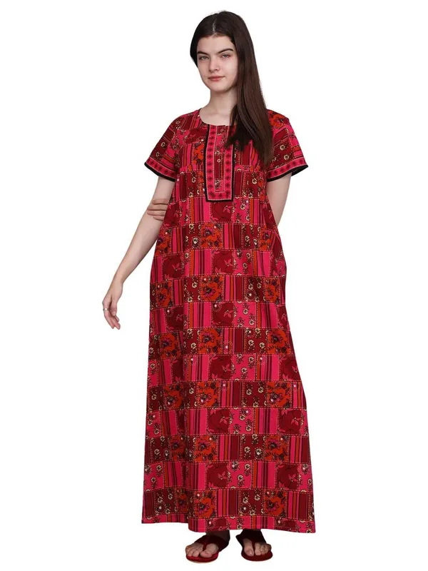 Pink_Cotton_Long_Maxi_Night_Gown_&_Stylish_Button