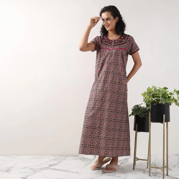 Evolove_Women'S_100%_Cotton_Supersoft_With_Beautiful_Embroidery_Long_Maxi_Night_Gown_Nighty_Dress_With_Pocket,_Most_Comfortable_And_3_X_Longer_Lasting_(Magenta,_Lngco3168Mg-Xxxl)
