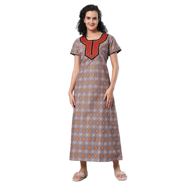 Grey_Cotton_Supersoft_With_Beautiful_Embroidery_Long_Maxi_Night_Gown