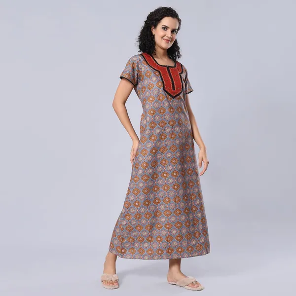 Grey_Cotton_Supersoft_With_Beautiful_Embroidery_Long_Maxi_Night_Gown