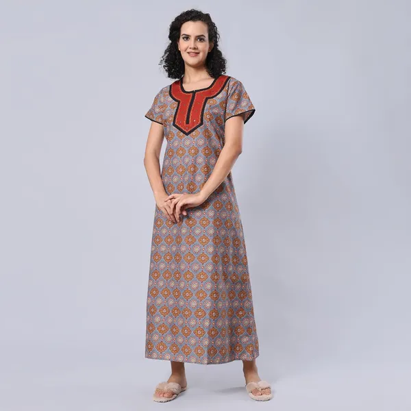 Grey_Cotton_Supersoft_With_Beautiful_Embroidery_Long_Maxi_Night_Gown