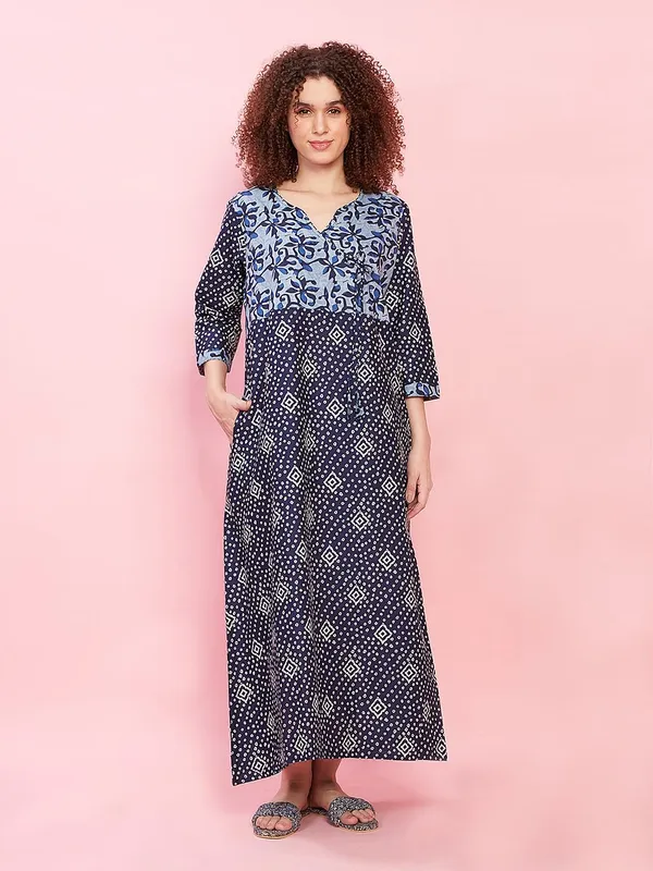 Evolove_Women's_100%_Cotton_Supersoft_with_Beautiful_Embroidery_Long_Maxi_Night_Gown_Nighty_Dress_with_Pocket,_Most_Comfortable_and_3_X_Longer_Lasting_(Dark_Navy,_LNGCO3188DN-S)