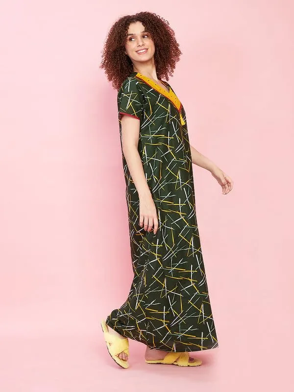 Dark_Green_Cotton_Supersoft_With_Beautiful_Embroidery_Long_Maxi_Night_Gown