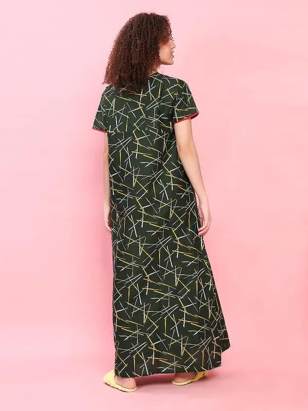 Dark_Green_Cotton_Supersoft_With_Beautiful_Embroidery_Long_Maxi_Night_Gown