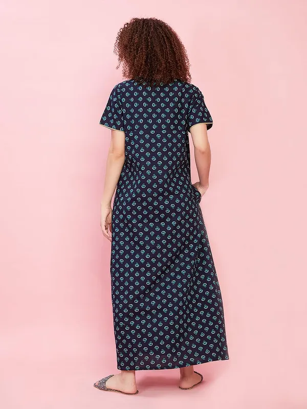 Evolove_Cotton_Nighty_Maxi_for_Women_with_Side_Pockets_|_Half_Sleeves_Full_Ankle_Length_Night_Wear_(Angrakha_Style)