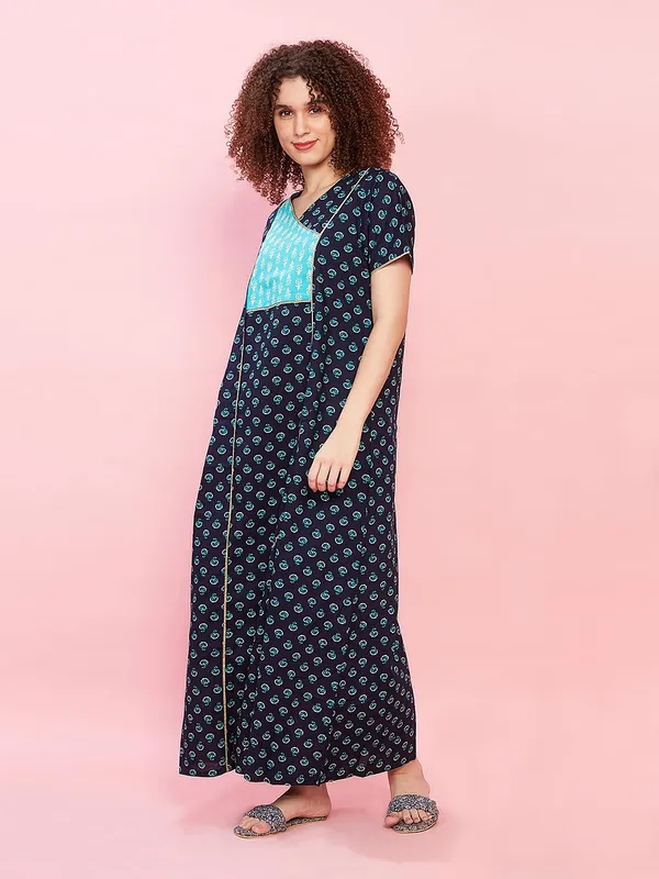 Evolove_Cotton_Nighty_Maxi_for_Women_with_Side_Pockets_|_Half_Sleeves_Full_Ankle_Length_Night_Wear_(Angrakha_Style)