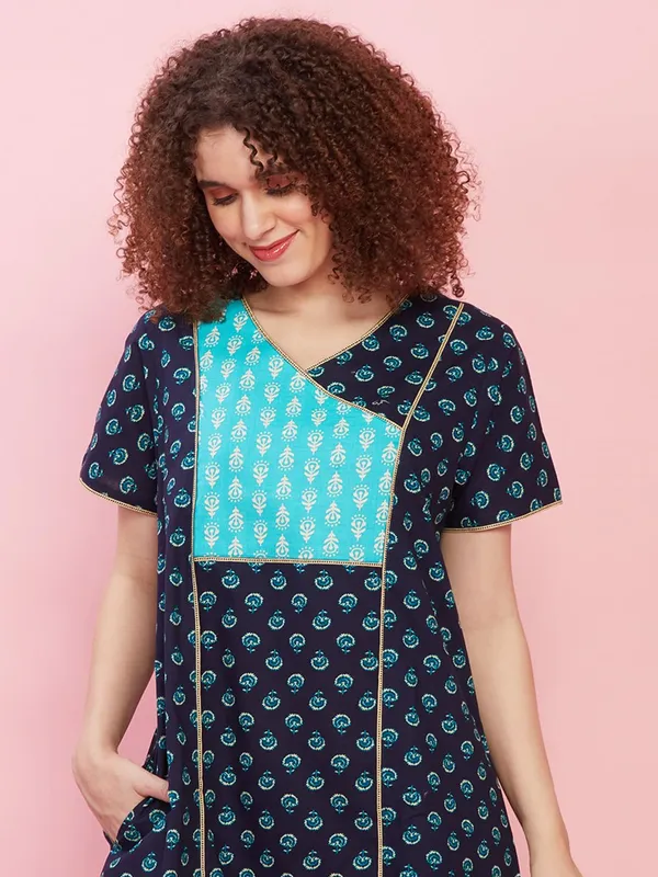 Evolove_Cotton_Nighty_Maxi_for_Women_with_Side_Pockets_|_Half_Sleeves_Full_Ankle_Length_Night_Wear_(Angrakha_Style)