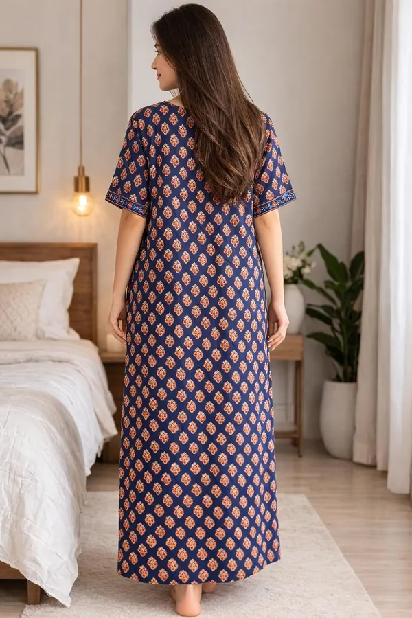 Evolove_Cotton_Nighty_Maxi_for_Women_with_Side_Pocket_|_Floral_Print_Round_Neck_Short_Sleeves_Full_Length_Night_Wear_Gown