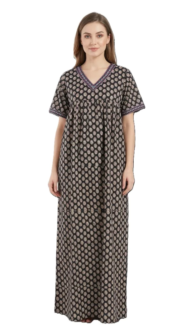 Evolove_Cotton_Nighty_Maxi_for_Women_with_Side_Pocket_|_Floral_Print_Round_Neck_Short_Sleeves_Full_Length_Night_Wear_Gown