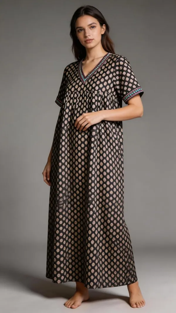 Evolove_Cotton_Nighty_Maxi_for_Women_with_Side_Pocket_|_Floral_Print_Round_Neck_Short_Sleeves_Full_Length_Night_Wear_Gown