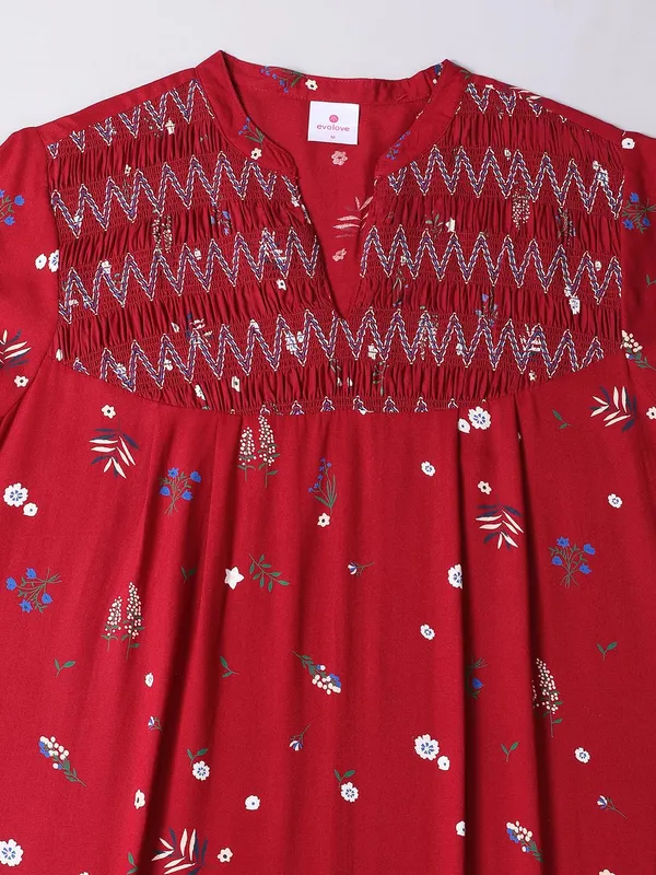 Maroon_Rayon_Maxi_Nighty_|_Printed_Full_Length_Night_Gown_Short_Sleeves